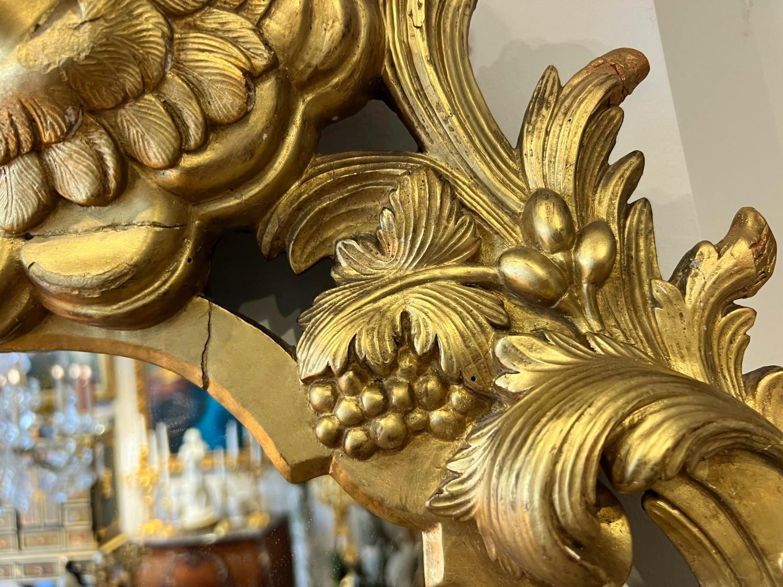 photo for sale Gilded Wood Mirror With Putti, Italy, 19th Century
