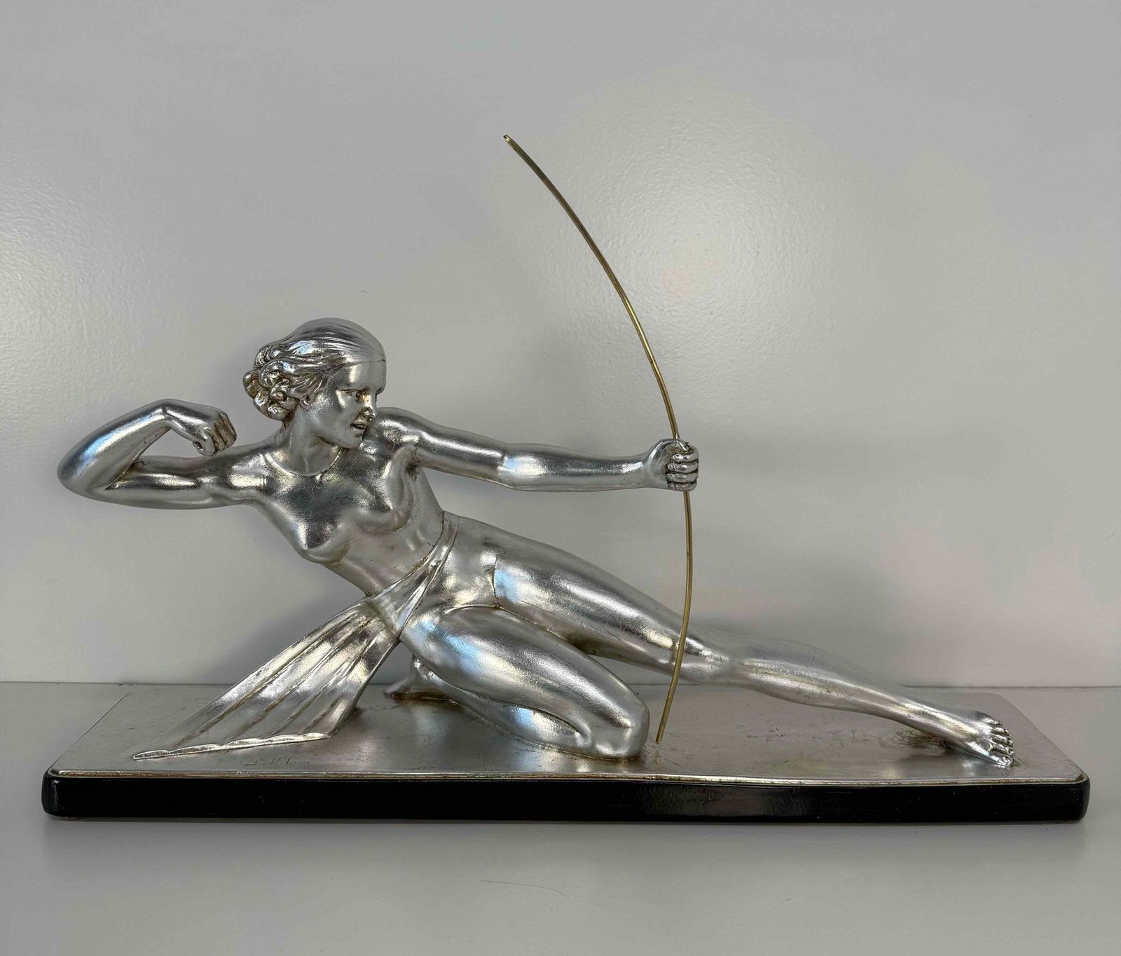 Diana The Huntress – Art Deco Silver Leaf Sculpture By Salvatore Melani, 1930s photo furniture