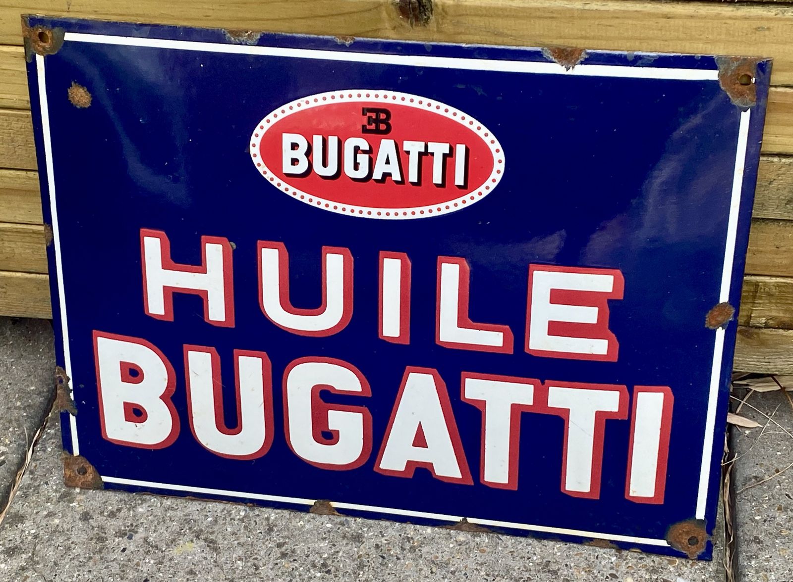 Rare Bugatti Dealership Garage Sign Showroom Advertising Dealer Workshop Enamel Metal Type 35 Veyron Chiron Bolide photo for sale