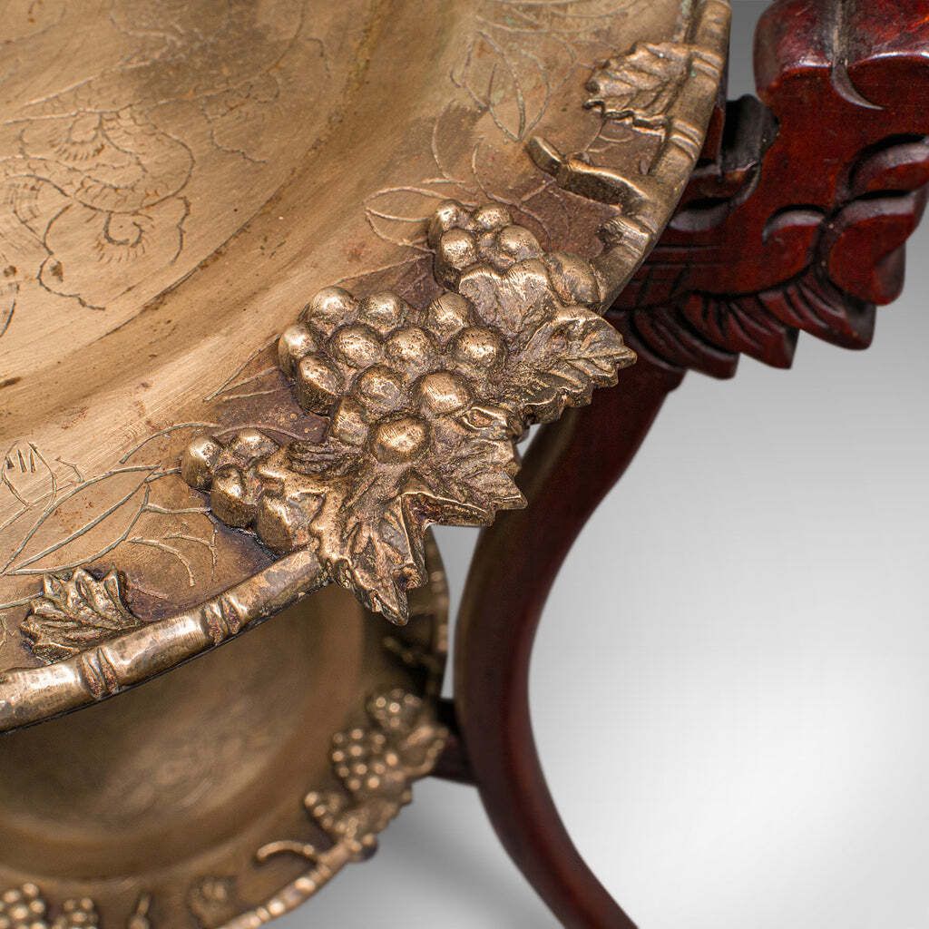 Vintage Cake Table, Oriental, Brass, Mahogany, Afternoon Fancies Stand, Art Deco photo vintage
