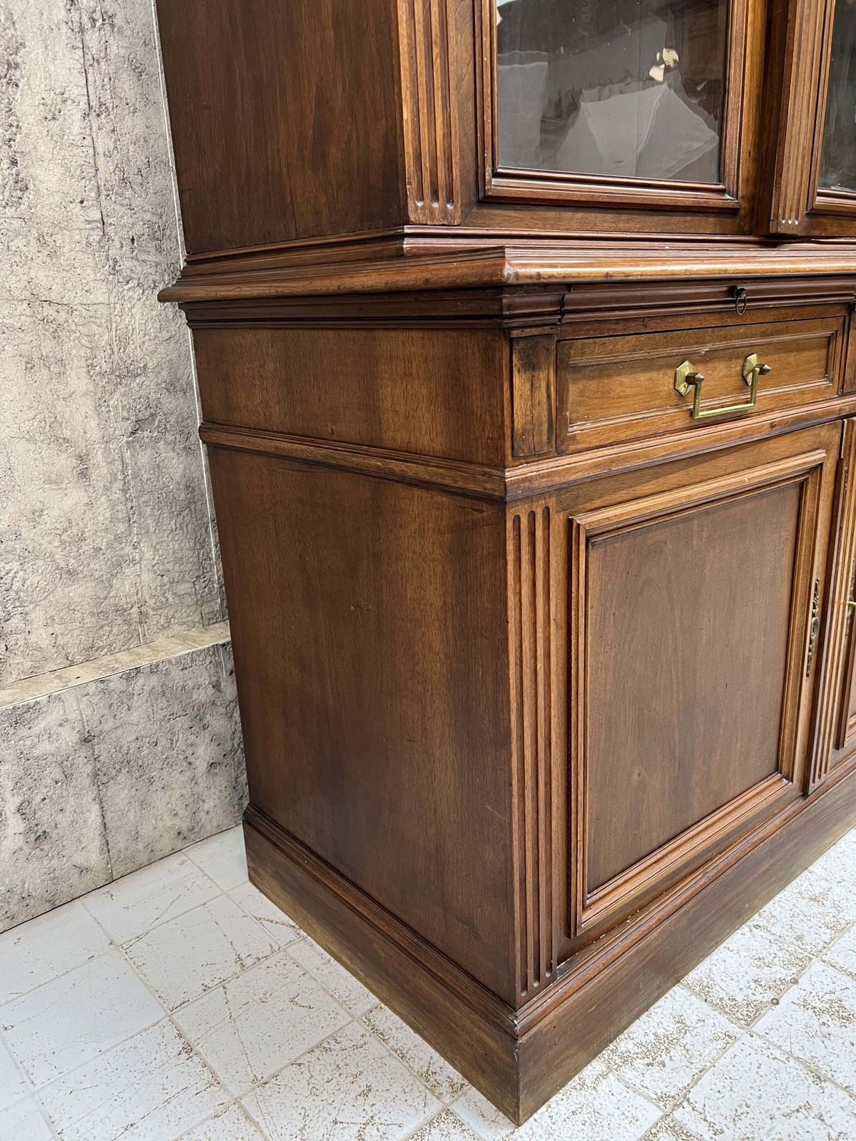 French Tailors Shop Walnut Wood Glazed Dresser photo for sale