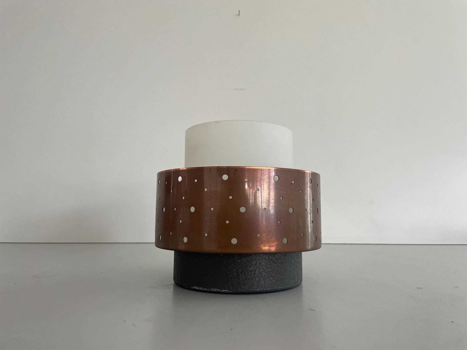 Mid Century Modern Glass And Metal Flush Mount Ceiling Lamp By Hillebrand, 1950s, Germany