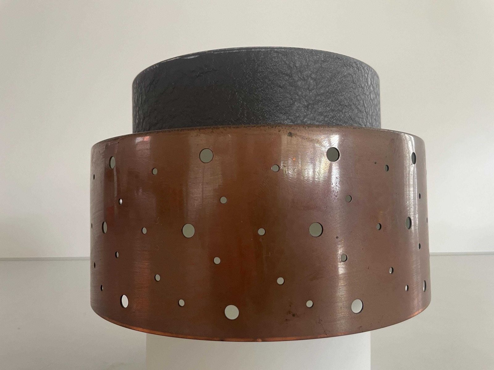 Mid Century Modern Glass And Metal Flush Mount Ceiling Lamp By Hillebrand, 1950s, Germany photo vinterior