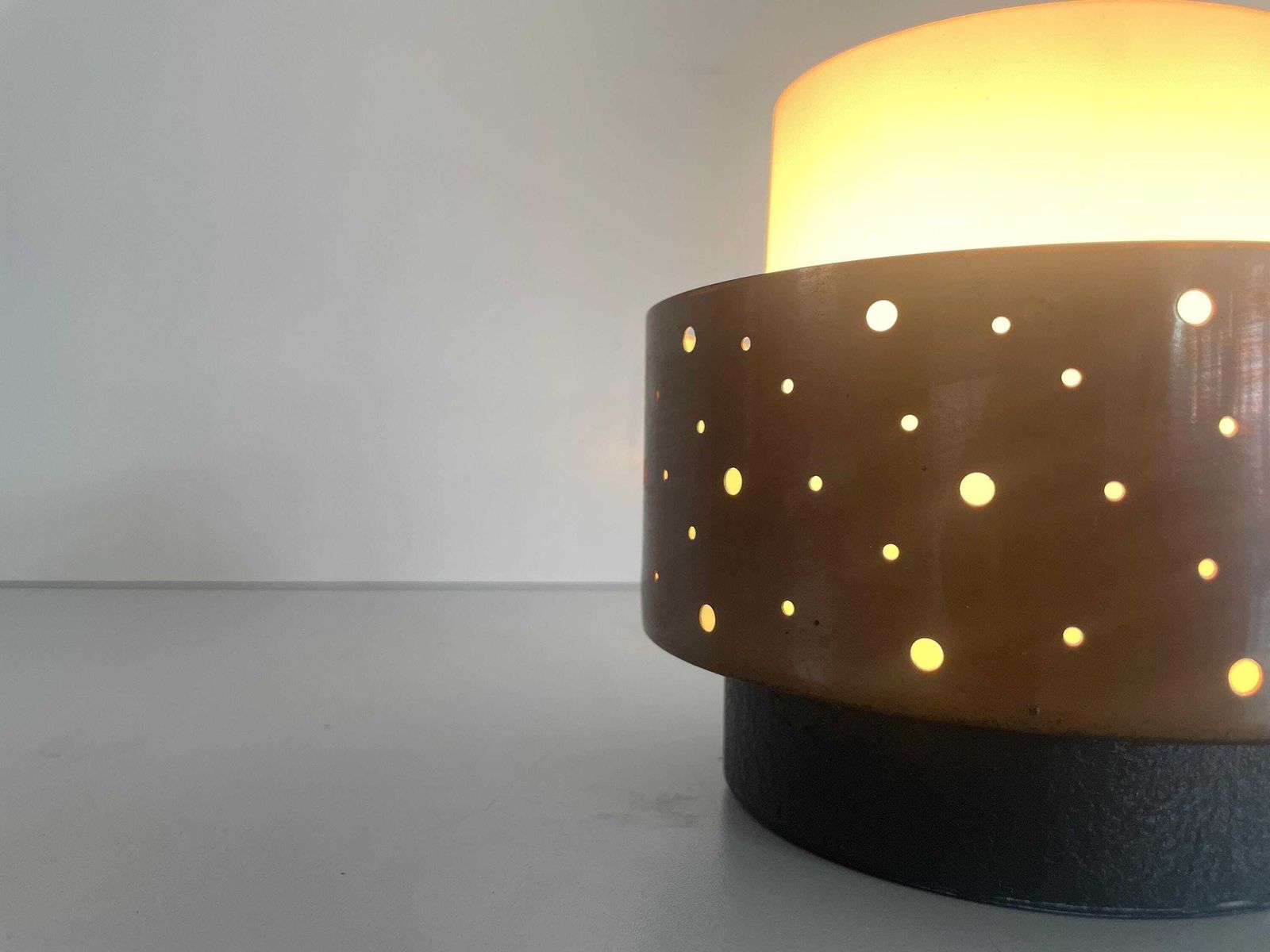 Mid Century Modern Glass And Metal Flush Mount Ceiling Lamp By Hillebrand, 1950s, Germany photo vintage
