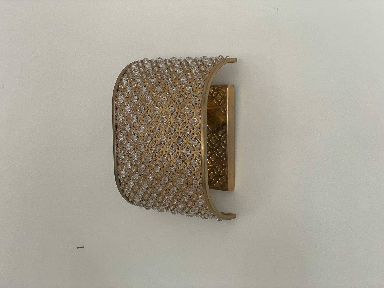 Crystal Glass And Brass Single Sconce, 1960s, Italy photo 882.0