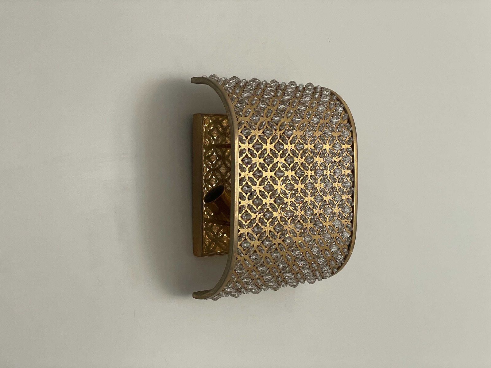 Crystal Glass And Brass Single Sconce, 1960s, Italy photo buy
