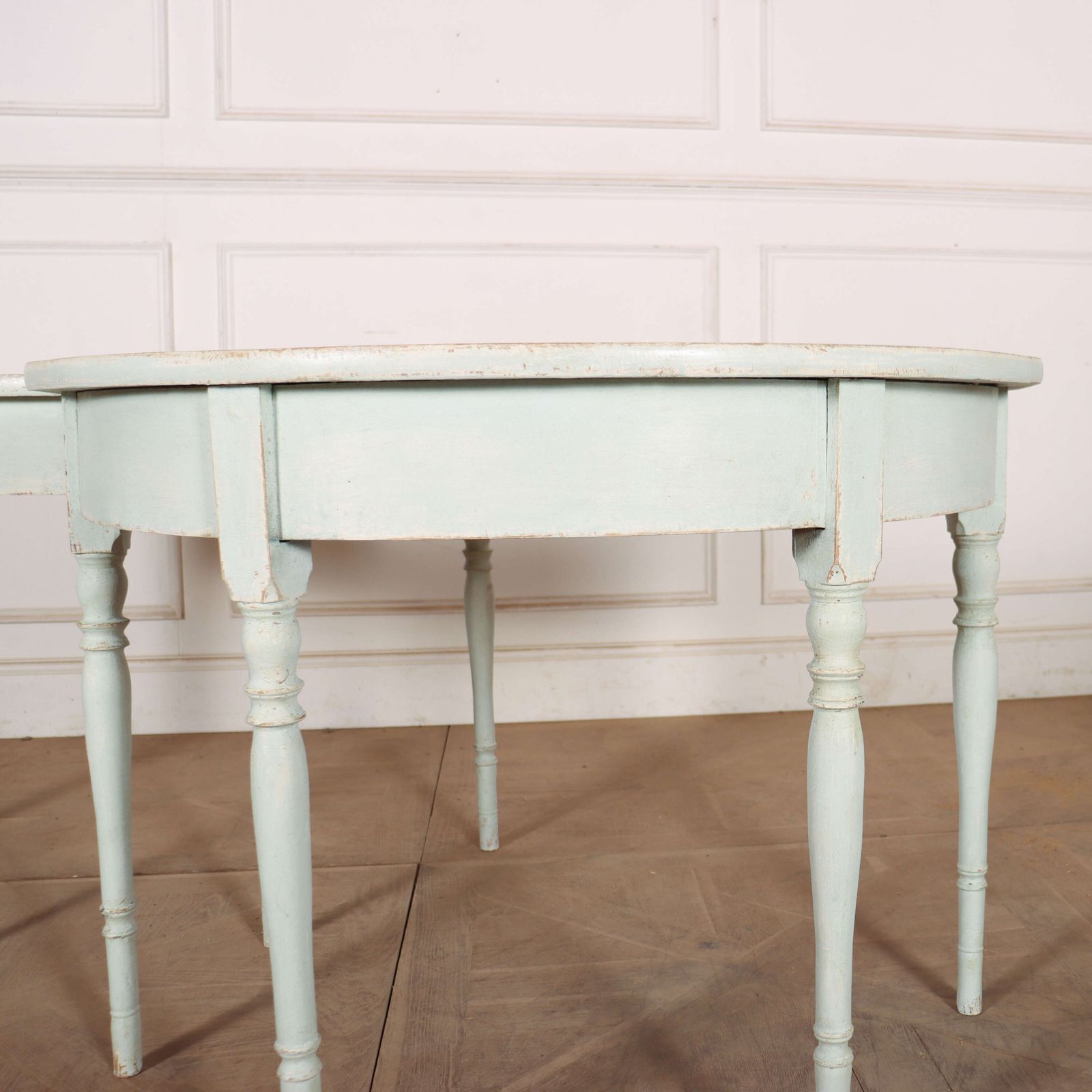Pair Of Swedish Painted Demi Lune Console Tables photo vinterior