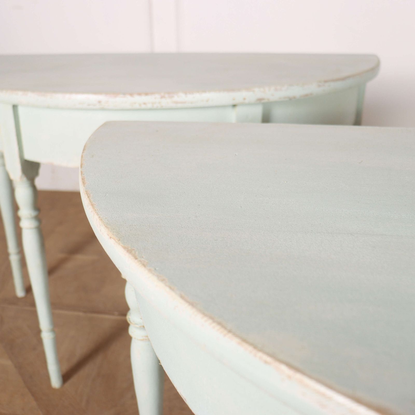 photo furniture Pair Of Swedish Painted Demi Lune Console Tables