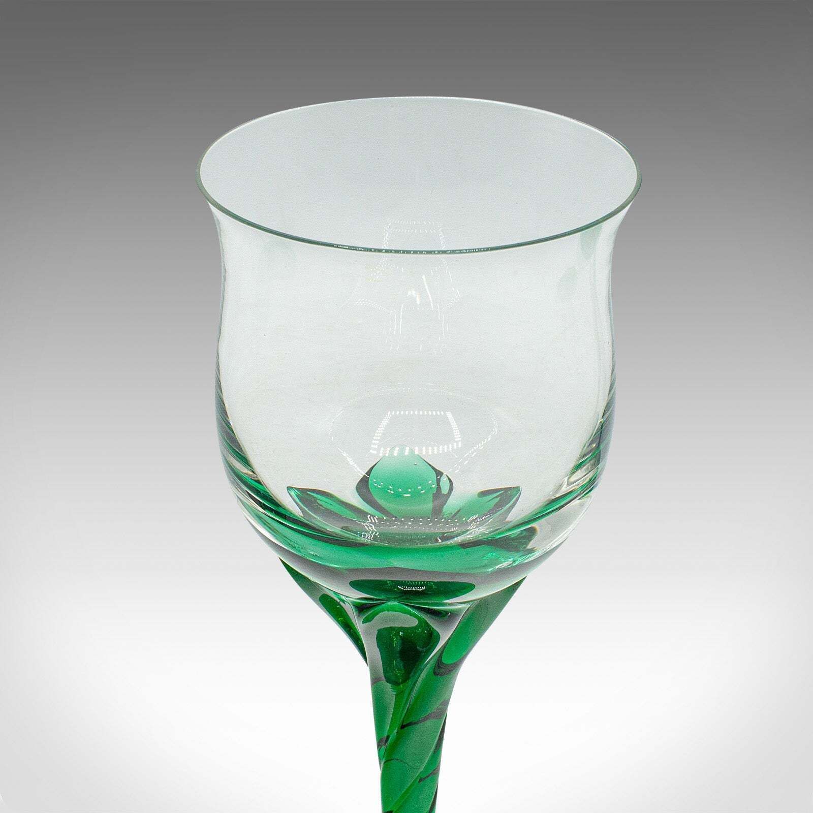 Set Of 4 Vintage Aperitif Glasses, French, Blown Glass, Spirit Flutes, Art Deco photo vintage