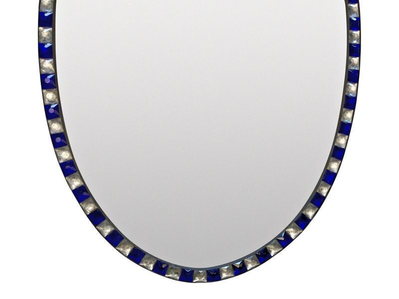 A Pair Of Georgian Style Irish Mirrors With Clear & Blue Faceted Borders photo Home Decor