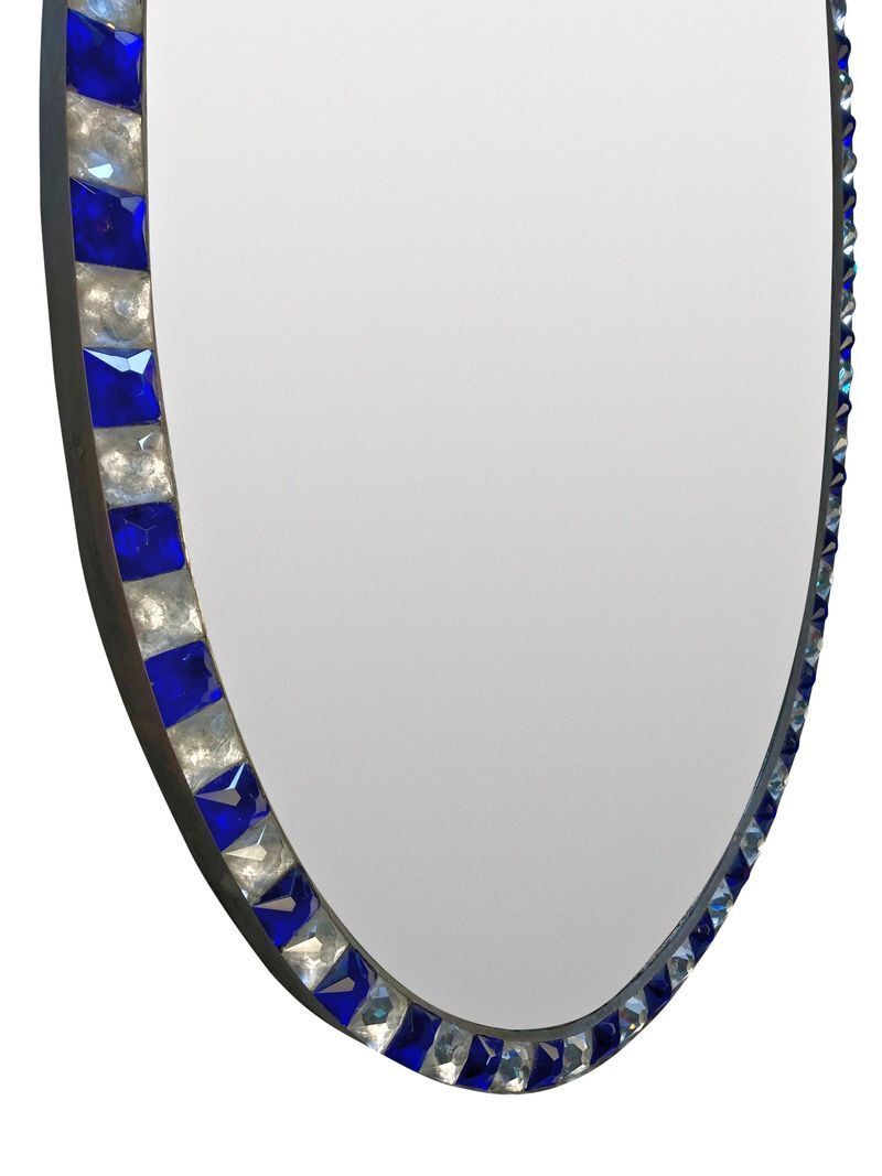 A Pair Of Georgian Style Irish Mirrors With Clear & Blue Faceted Borders photo 9000.0