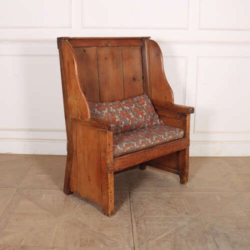 Welsh Pine Settle, 1800s, Antique photo furniture