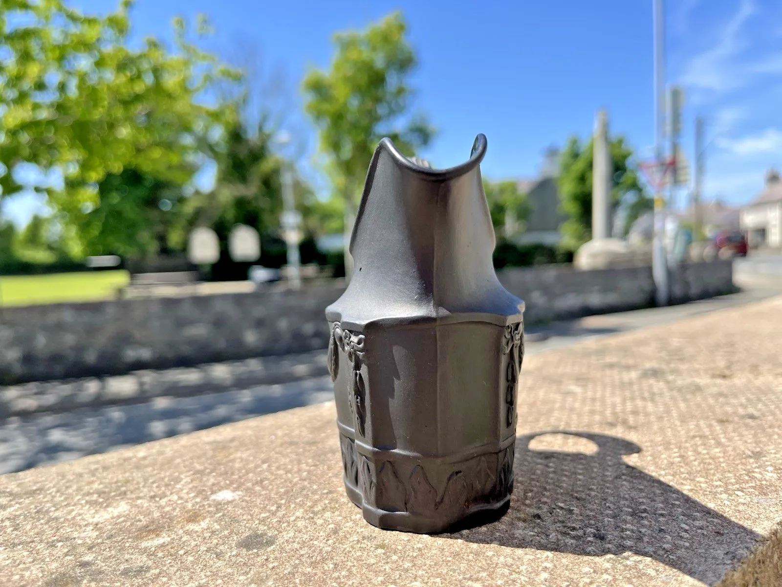 Antique 19th Century Black Basalt Regency Acanthus Leaf Creamer Jug Wedgwood photo for sale