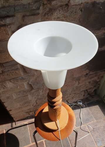Uno Kristiansson For Luxus, Sweden. A Turned Pine Table Lamp. 1970s. photo for sale