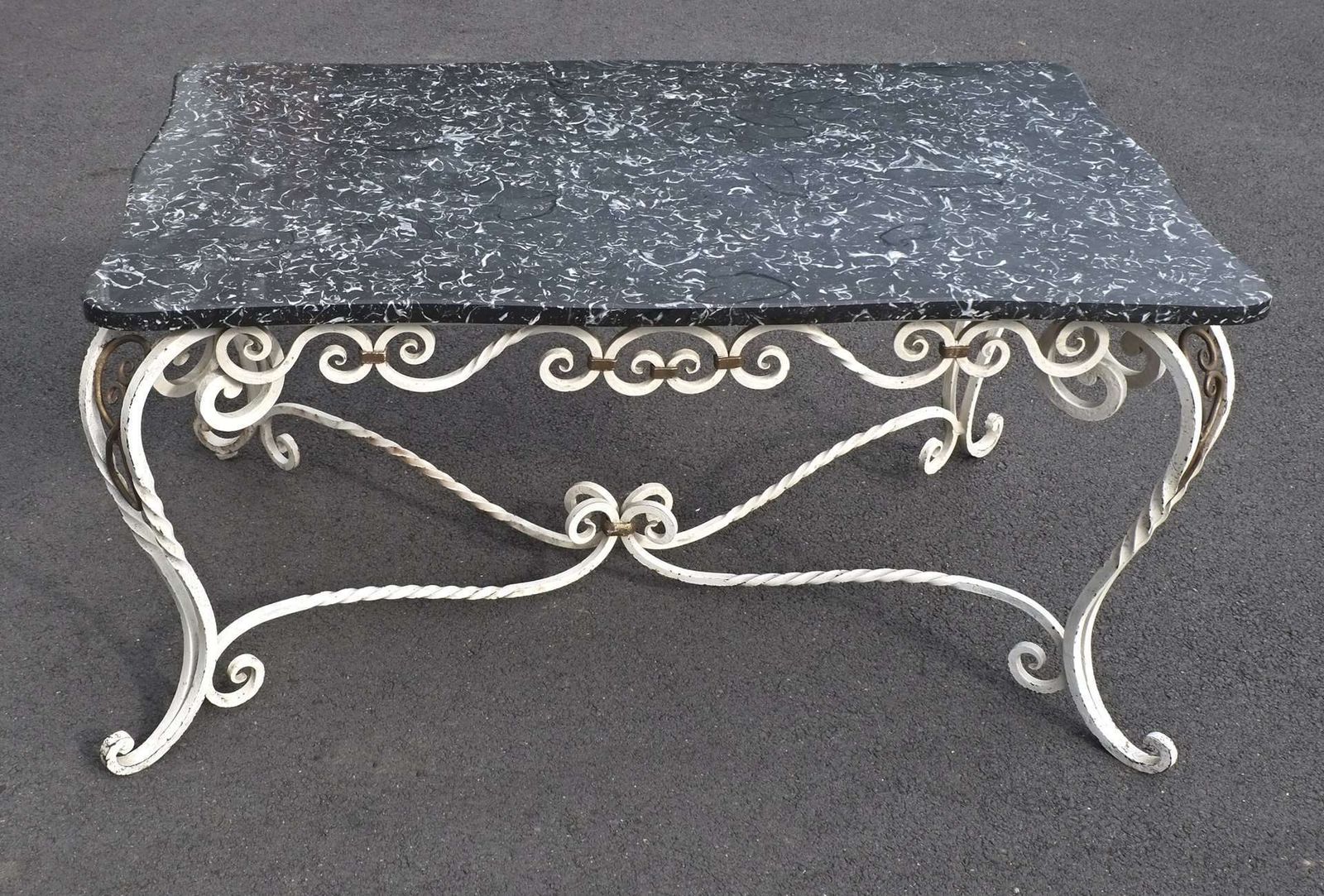 1950’s French Marble And Painted Metal Coffee Table photo furniture