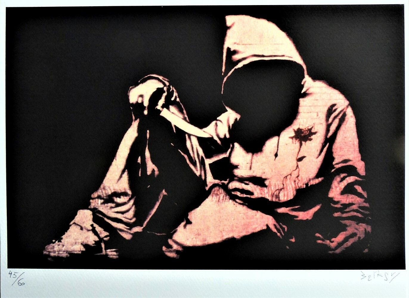Banksy "Untitled" Small Limited Edition 45/60 Lithograph 35 X 50 Cm photo furniture