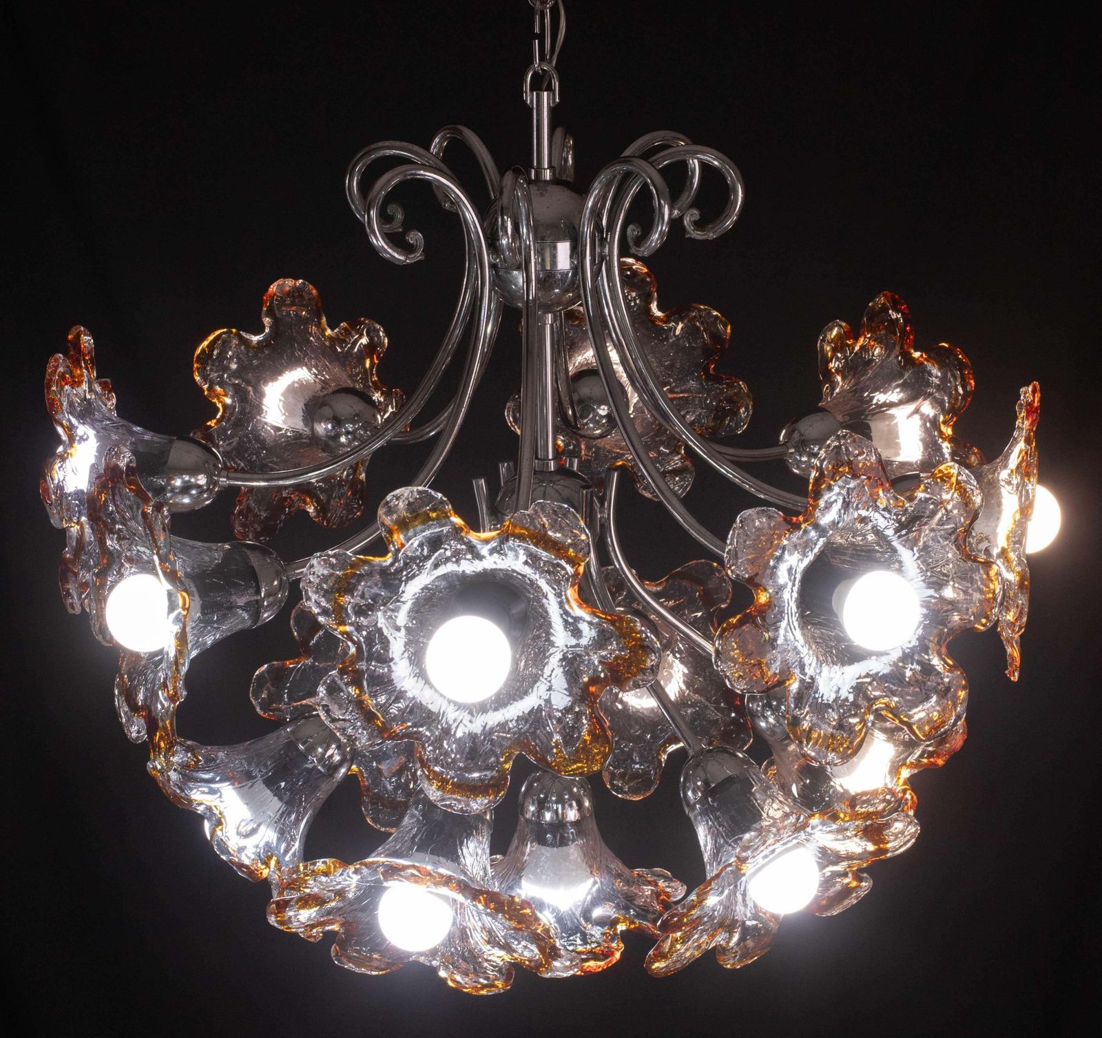 3046.0 Murano Multicolor Sputnik Flowers Chandelier By Mazzega, 1970s photo