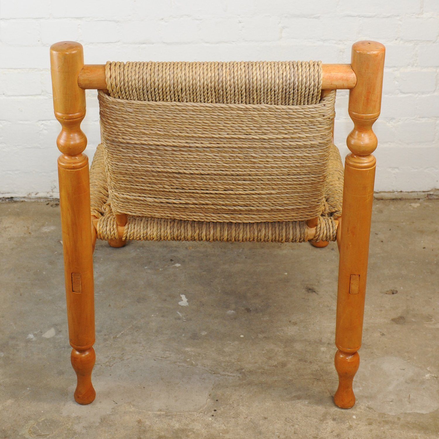 photo furniture Mid Century French Ashwood And Sisal Lounge Chaire, 1960s