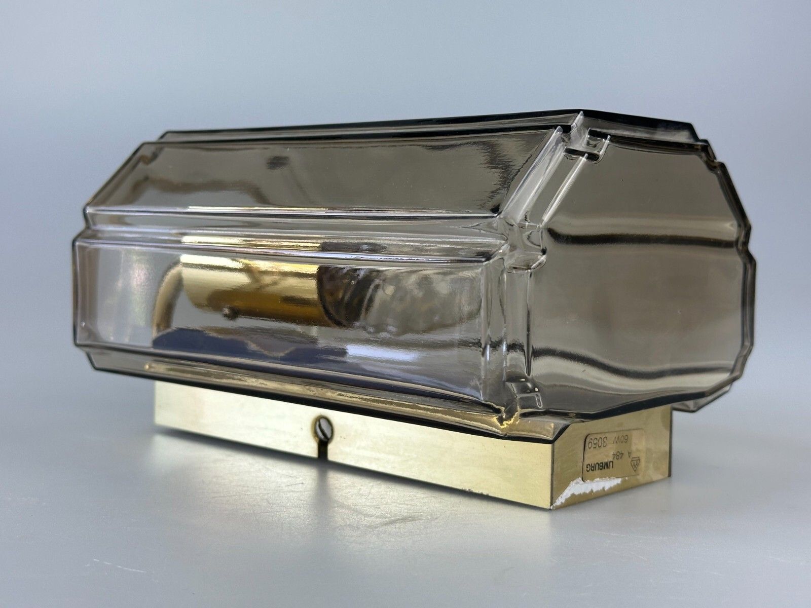 60s 70s Wall Lamp Glashütte Limburg Germany Glass & Metal Age Design photo vintage