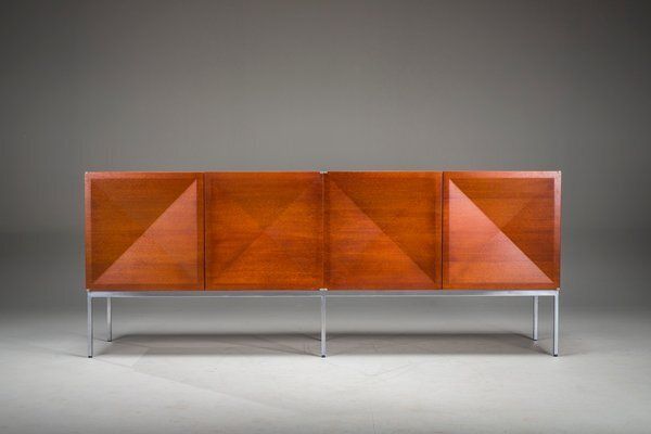 Diamond Point Mahogany Credenza By Antoine Philippon & Jacqueline Lecoq For Behr, 1964