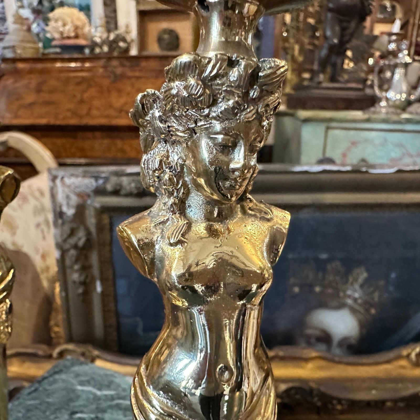 photo furniture Two 20th Century Art Nouveau Gilded Metal Italian Candlesticks