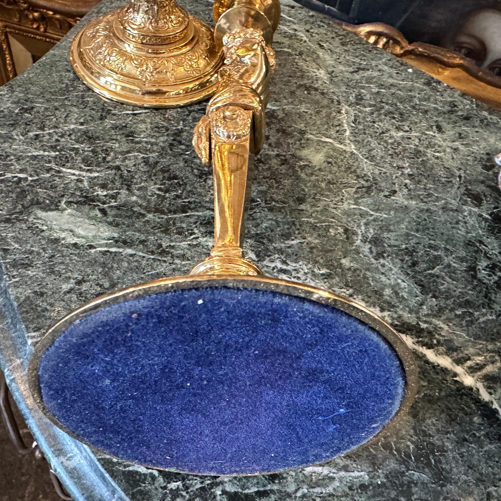 photo for sale Two 20th Century Art Nouveau Gilded Metal Italian Candlesticks