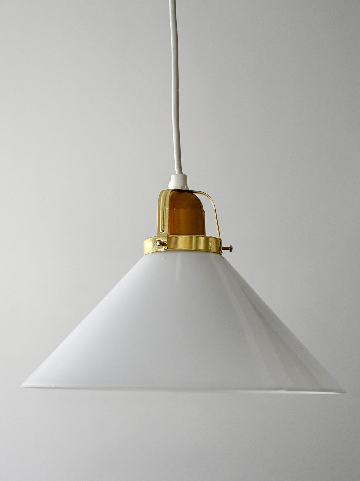Scandinavian 1950s Glass And Brass Pendant Lamp photo for sale