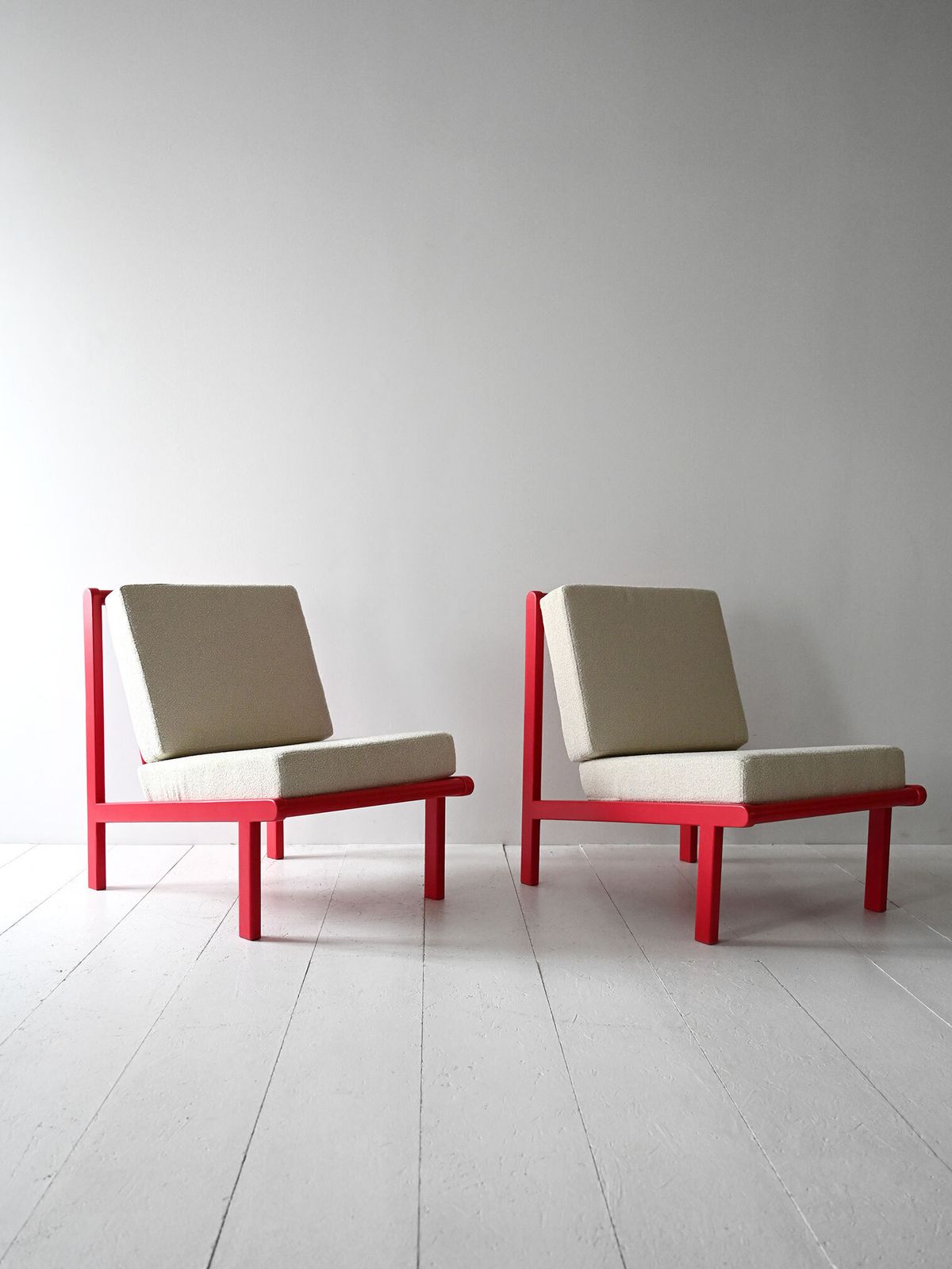 Pair Of Vintage Cherry Red Scandinavian Armchairs photo furniture
