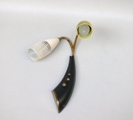photo vinterior Brass, Yellow, Beige And Black Wall Lamp Set From Gebrüder Cosack, 1950s, Set Of 8