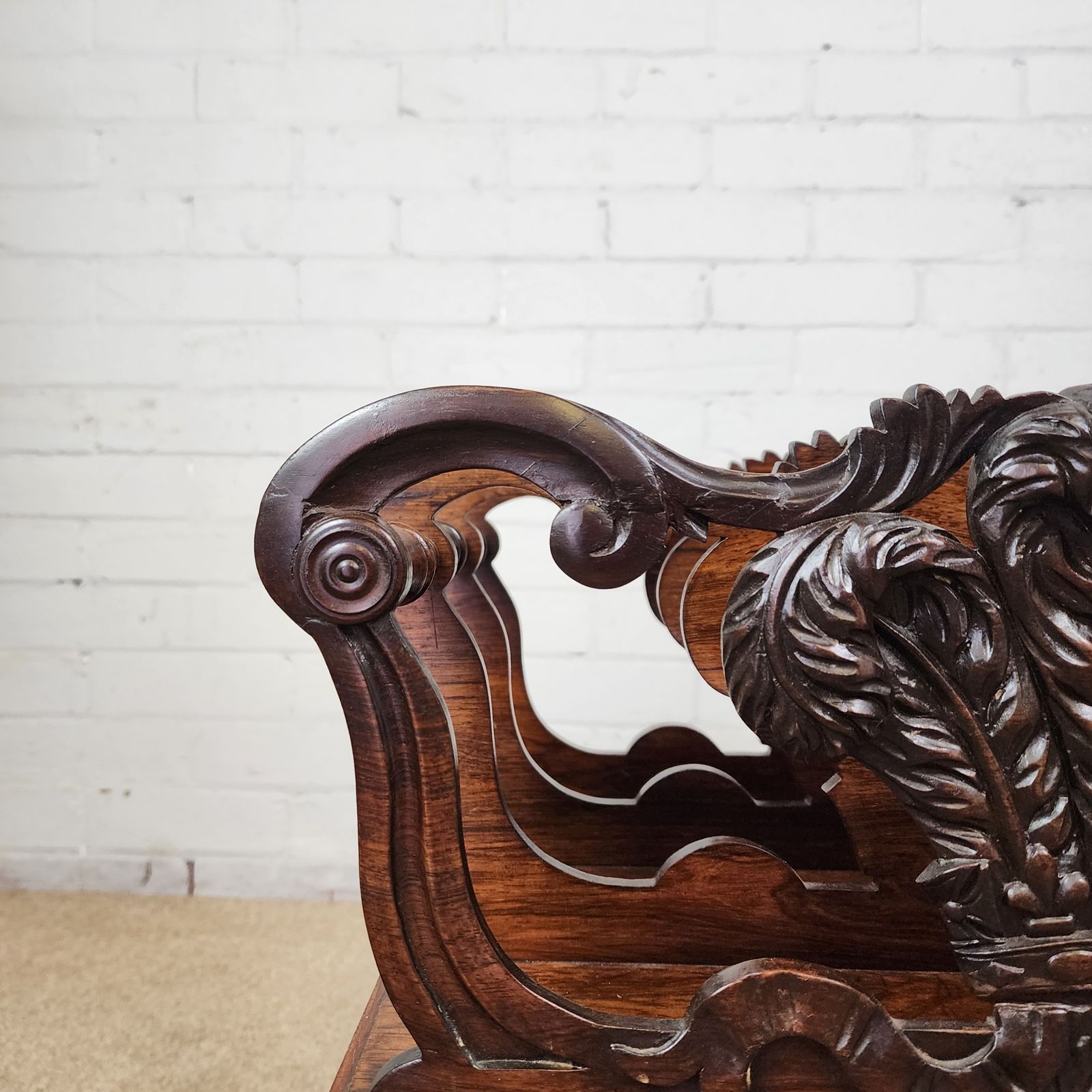 An Early 19th Century Rosewood Canterbury, Carved Prince Of Wales Feathers photo furniture
