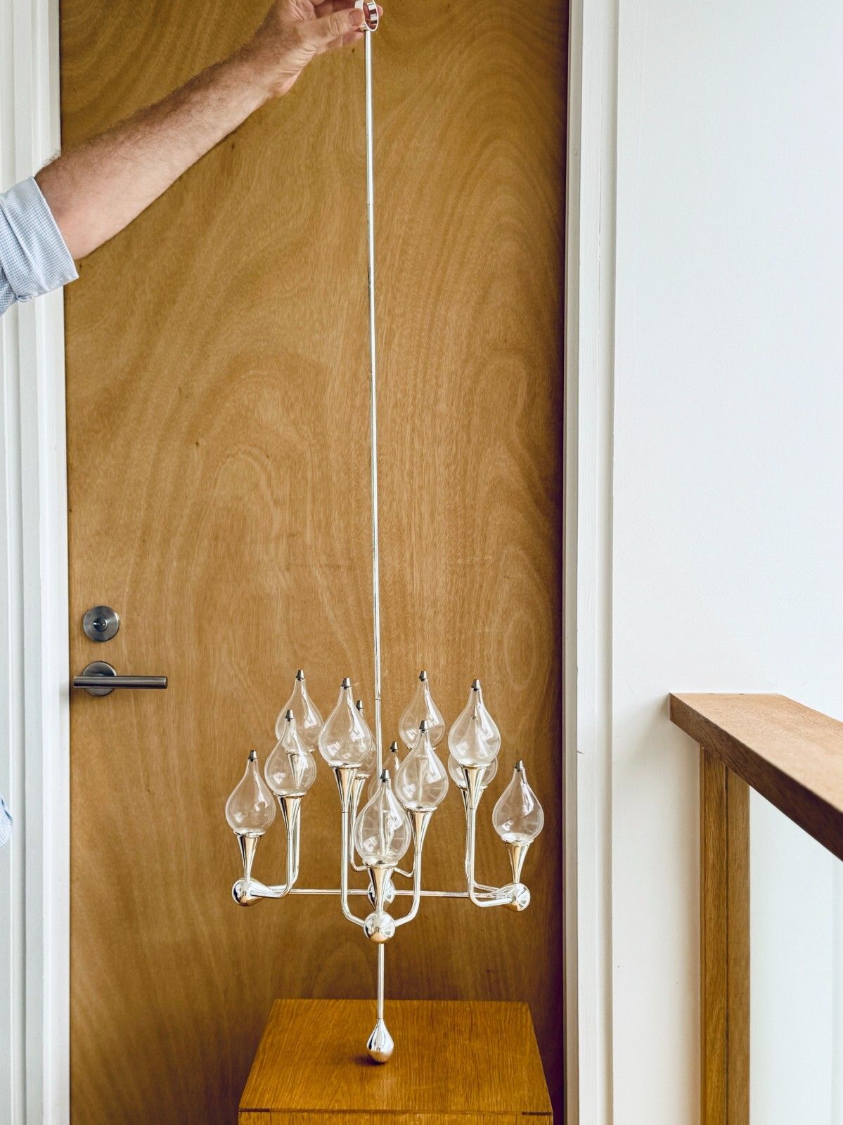 Rare 1970s Space Age Clear Drops Chandelier By Freddie Andersen 12 Lamps Chrome photo vintage