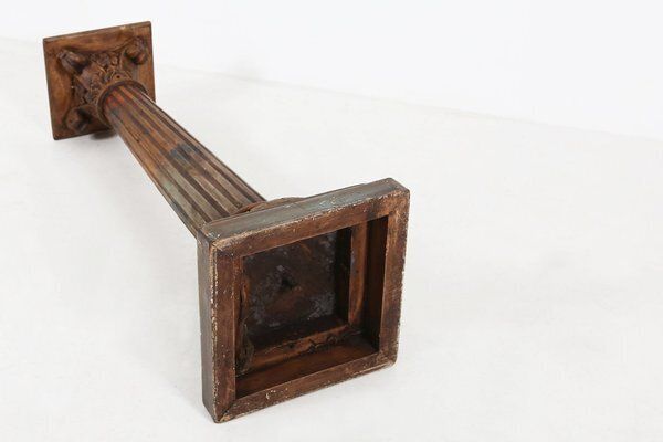 photo furniture Antique Carved Wood Corinthian Column, France, 1890s