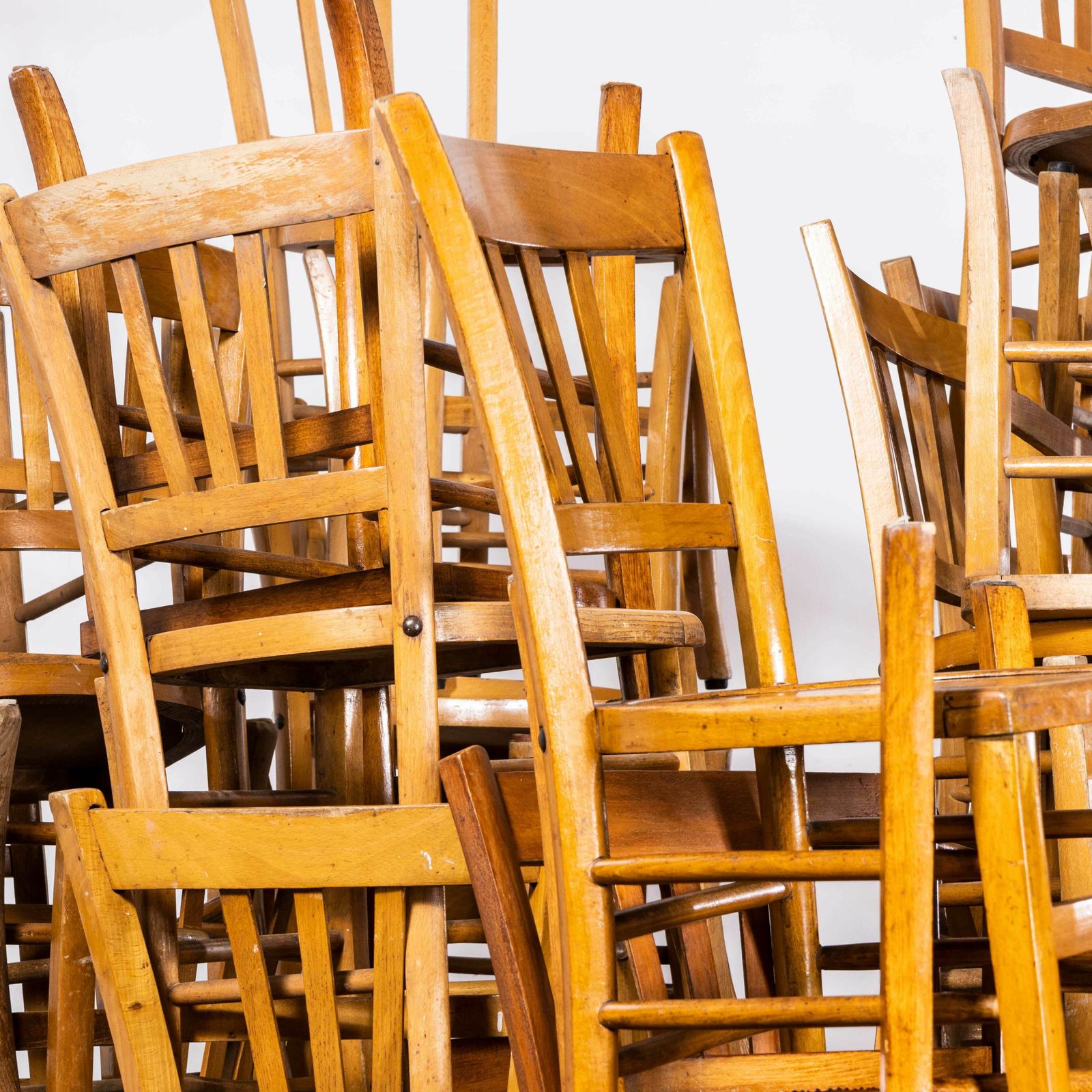 1950’s Standard Blonde Farmhouse French Mixed Dining Chairs – Various Quantities Available photo for sale