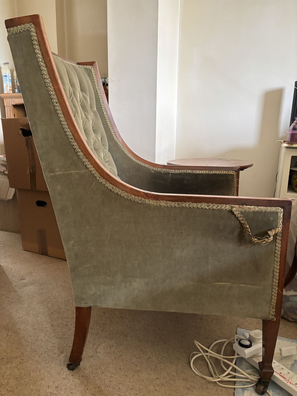 Edwardian Green Velvet Armchair photo furniture