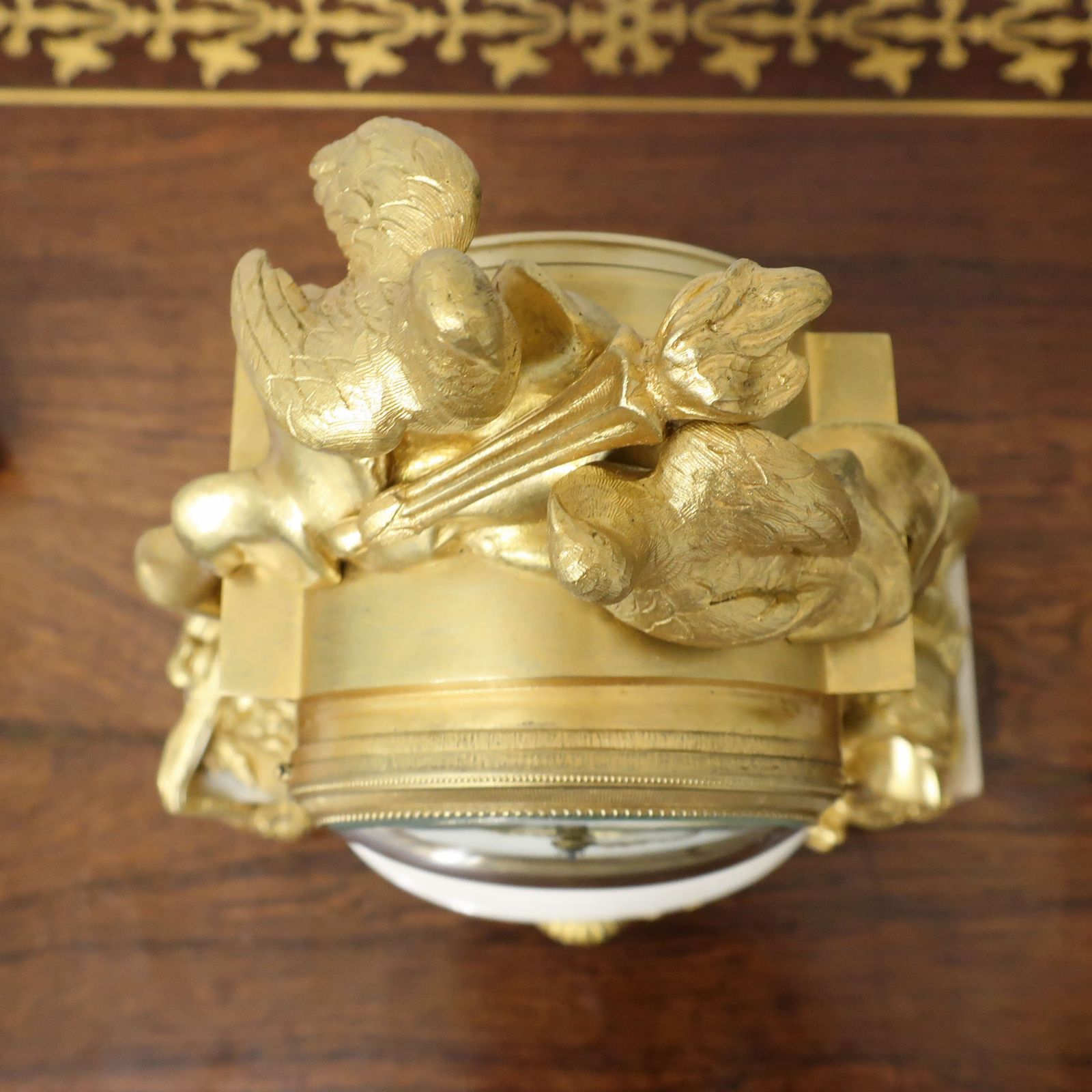 French Louis XIV Style Bronze Gilt Antique Mantel Clock photo vinterior