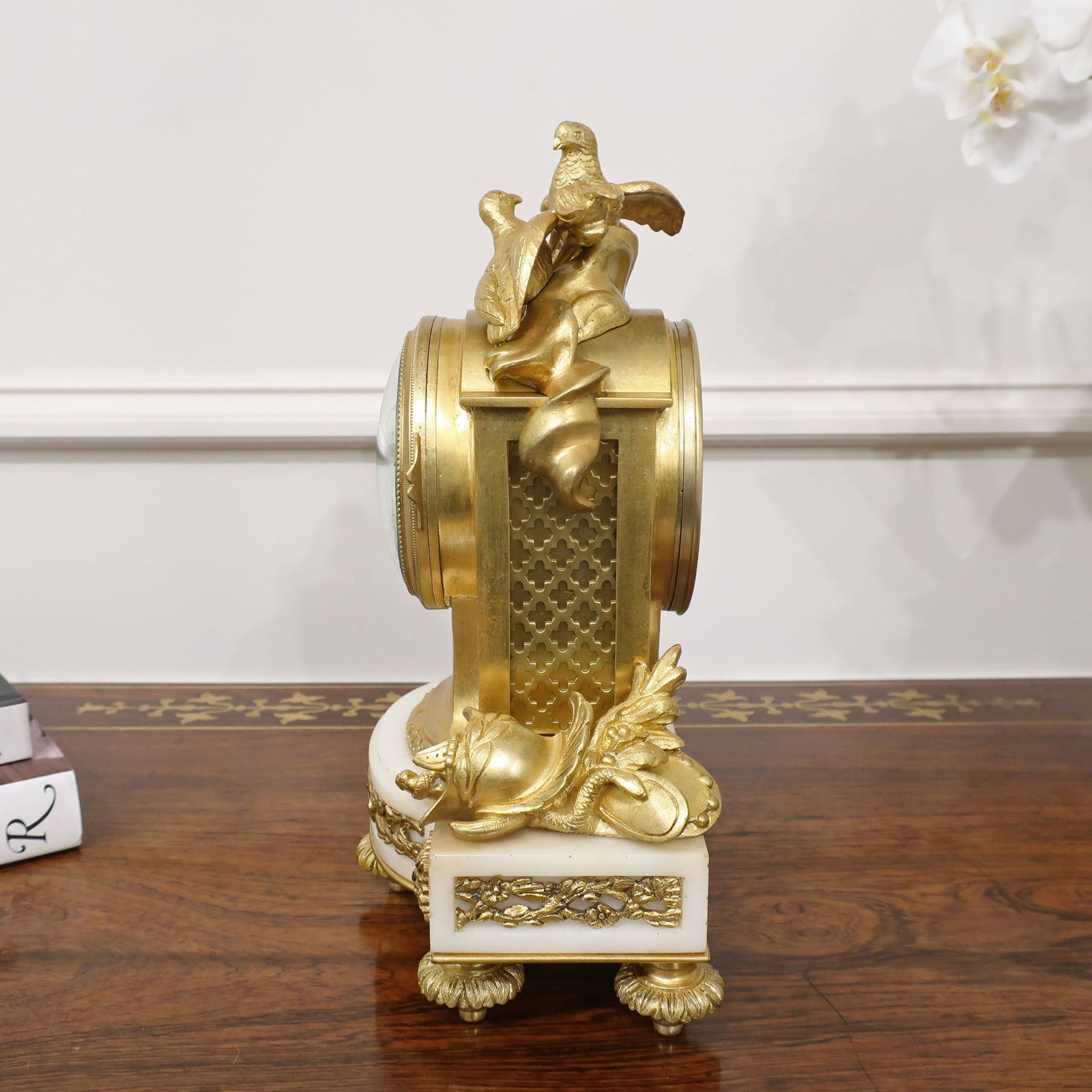 photo for sale French Louis XIV Style Bronze Gilt Antique Mantel Clock