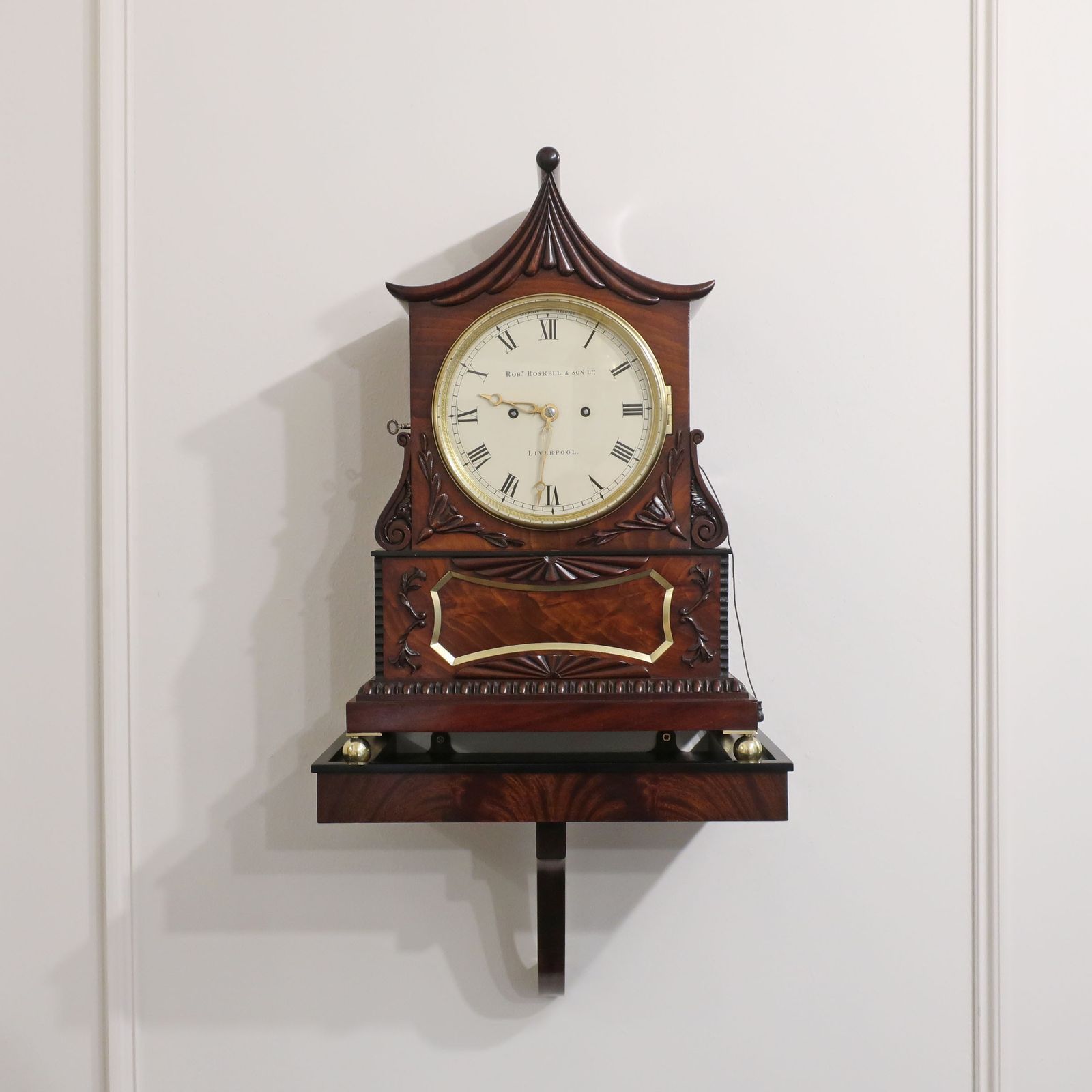 English Georgian Mahogany Bracket Clock By Roskell Of Liverpool