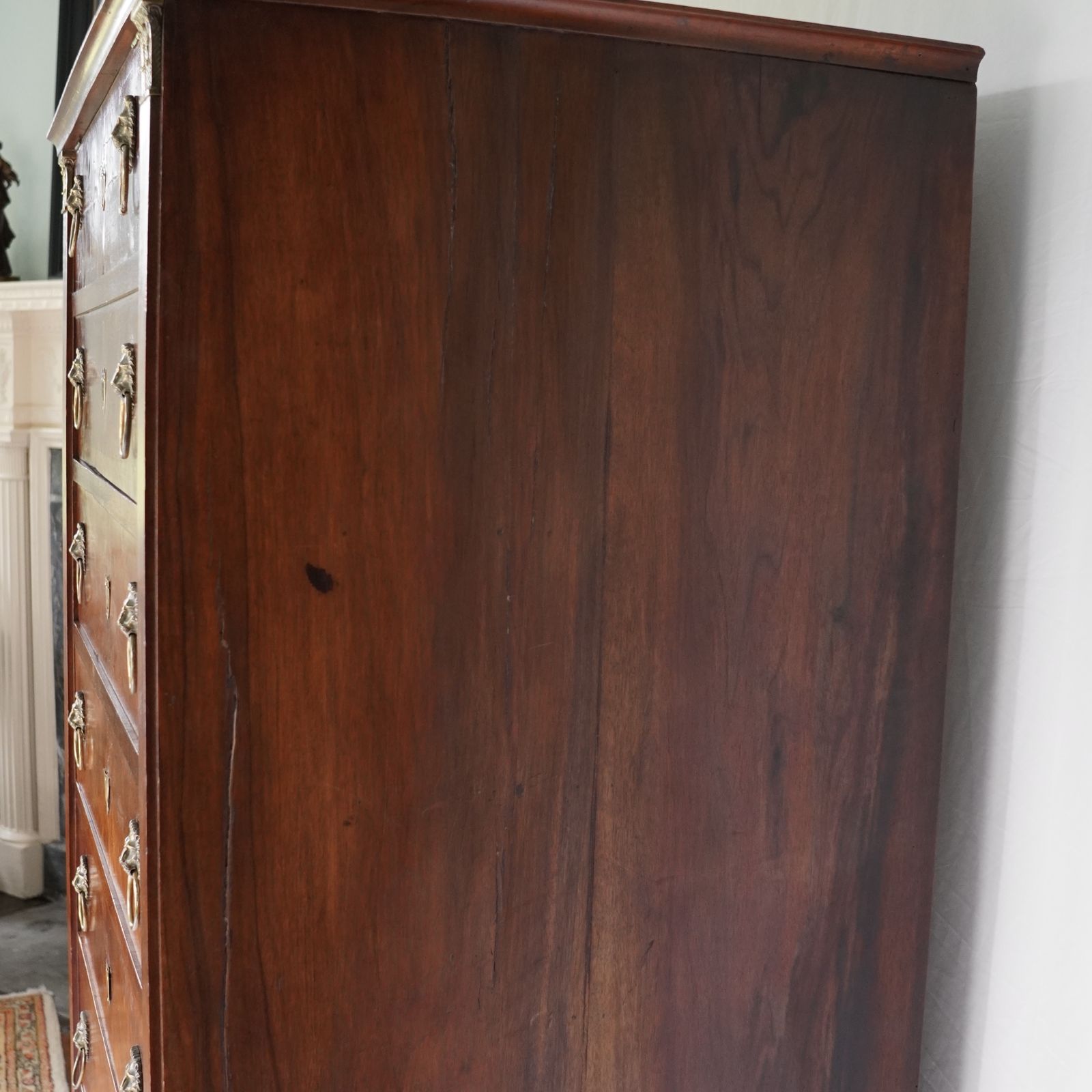 1250.0 French Empire Walnut Tall Chest Of Drawers photo
