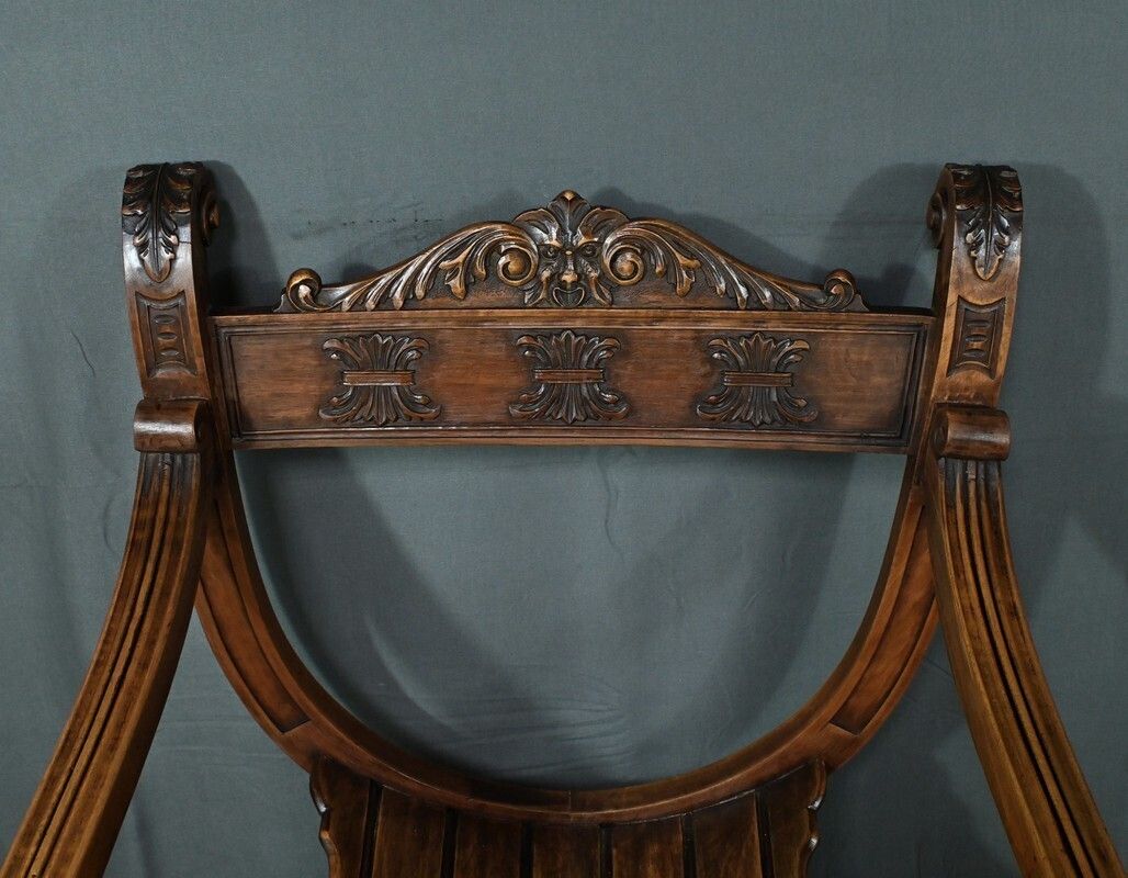 Pair Of Dagobert Walnut Armchairs, Medieval Style – Late 19th Century photo Furniture