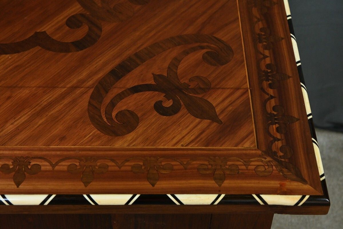 photo furniture Desk Table In Precious Wood Marquetry, Napoleon III Period – Mid 19th Century