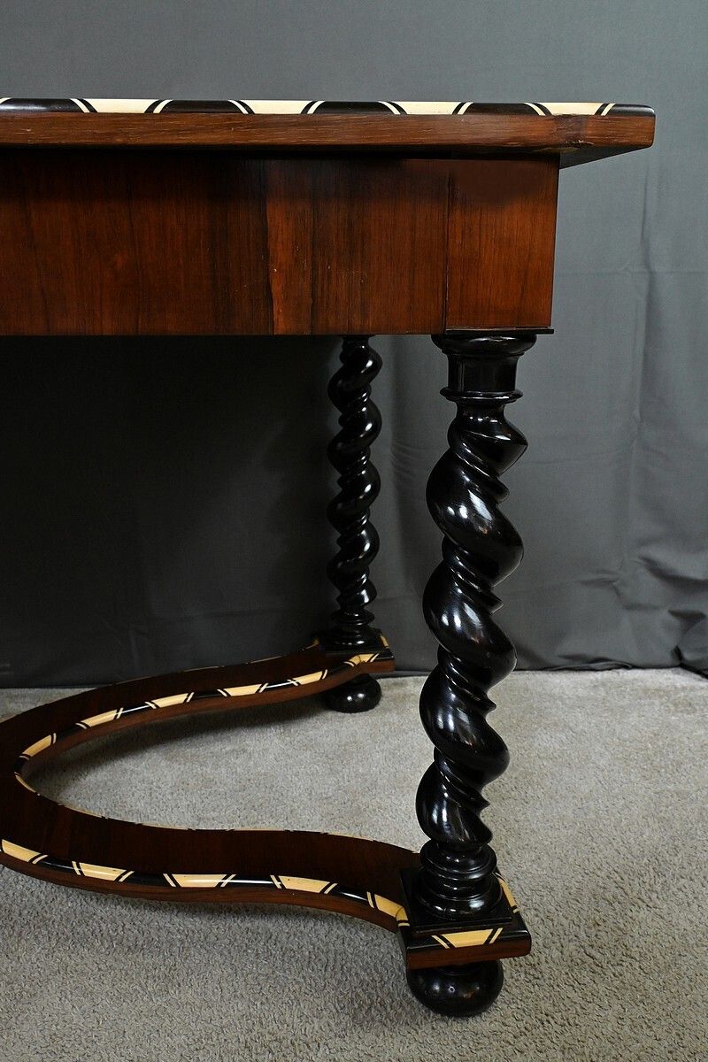 Furniture Desk Table In Precious Wood Marquetry, Napoleon III Period – Mid 19th Century photo