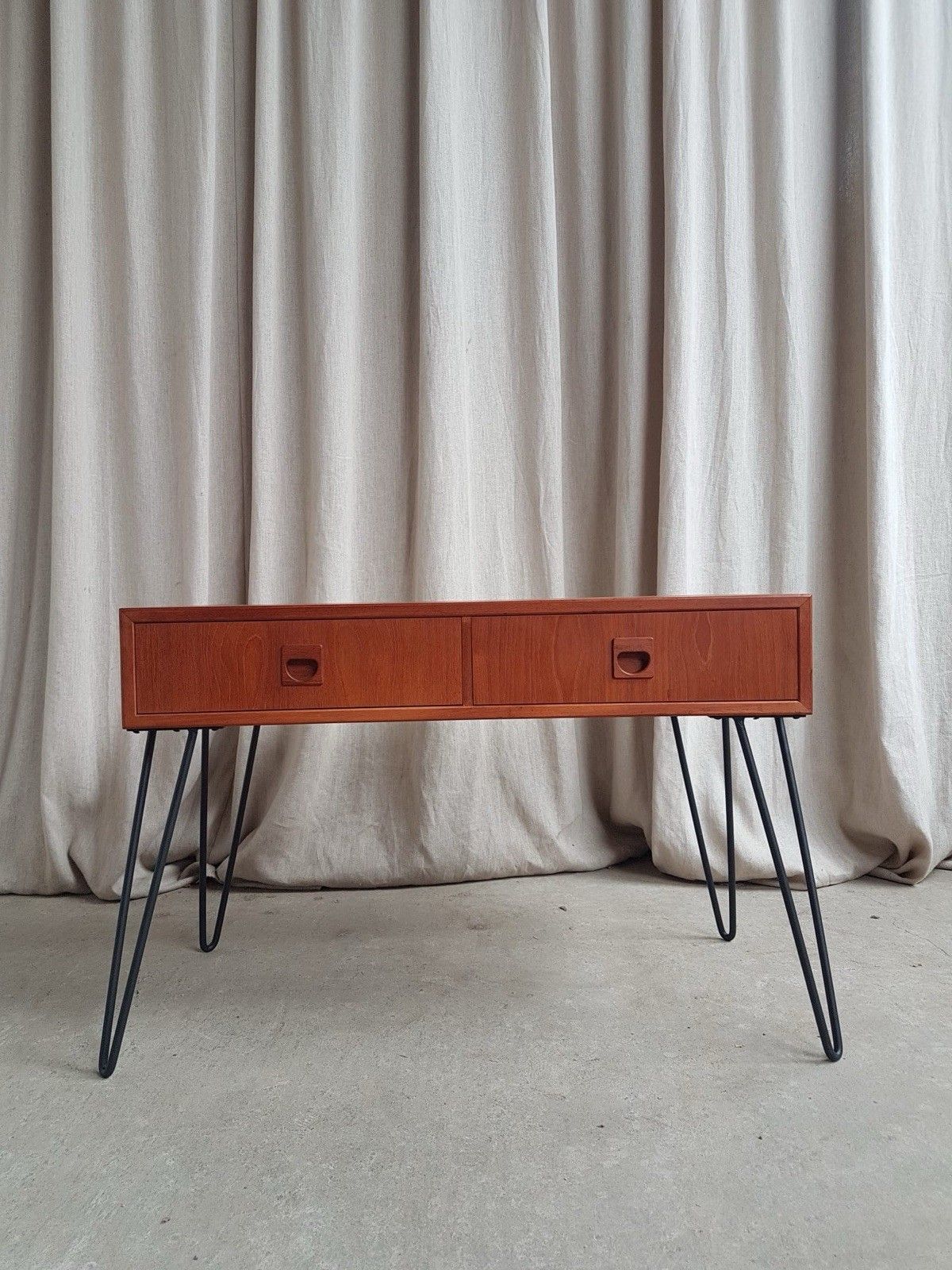 Vtg Mid Century Danish Hairpin Leg Compact Sideboard Console Chest Drawers R885 photo vinterior