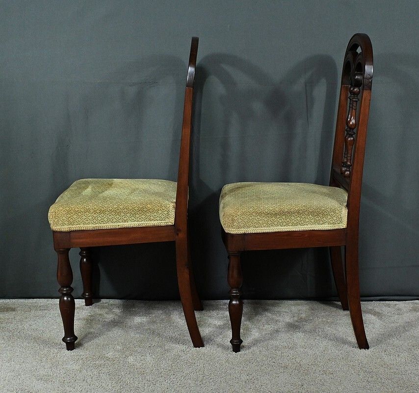 Furniture Pair Of Mahogany Chairs, Restoration Period – Part 1 Of The 19th Century photo