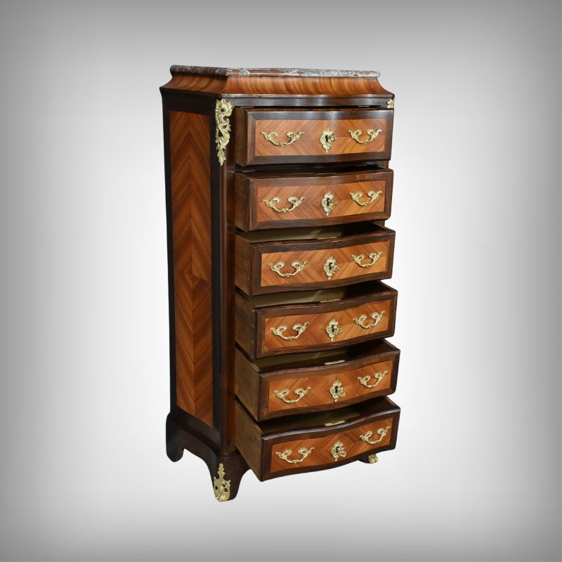 Louis XV Style Rosewood And Rosewood Marquetry Chest Of Drawers – 2nd Part Of The 19th Century photo furniture