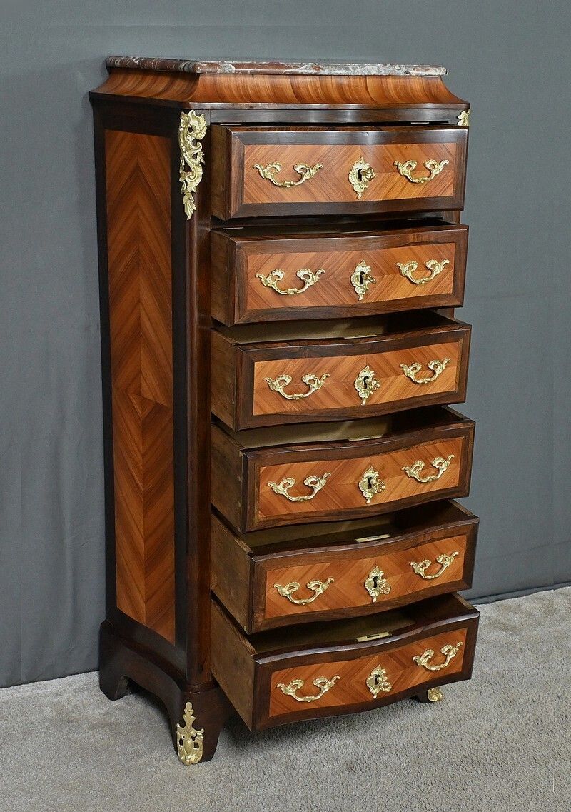 Furniture Louis XV Style Rosewood And Rosewood Marquetry Chest Of Drawers – 2nd Part Of The 19th Century photo