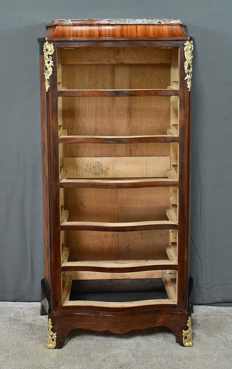 photo vinterior Louis XV Style Rosewood And Rosewood Marquetry Chest Of Drawers – 2nd Part Of The 19th Century