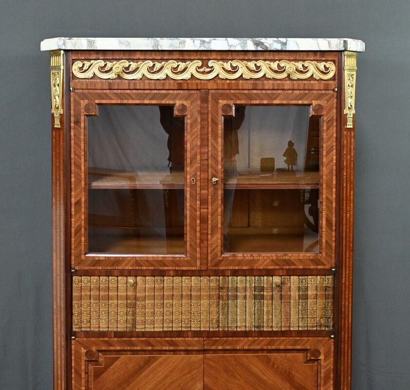 Marquetry Display Cabinet, Louis XVI Style – 2nd Part Of The 19th Century photo buy