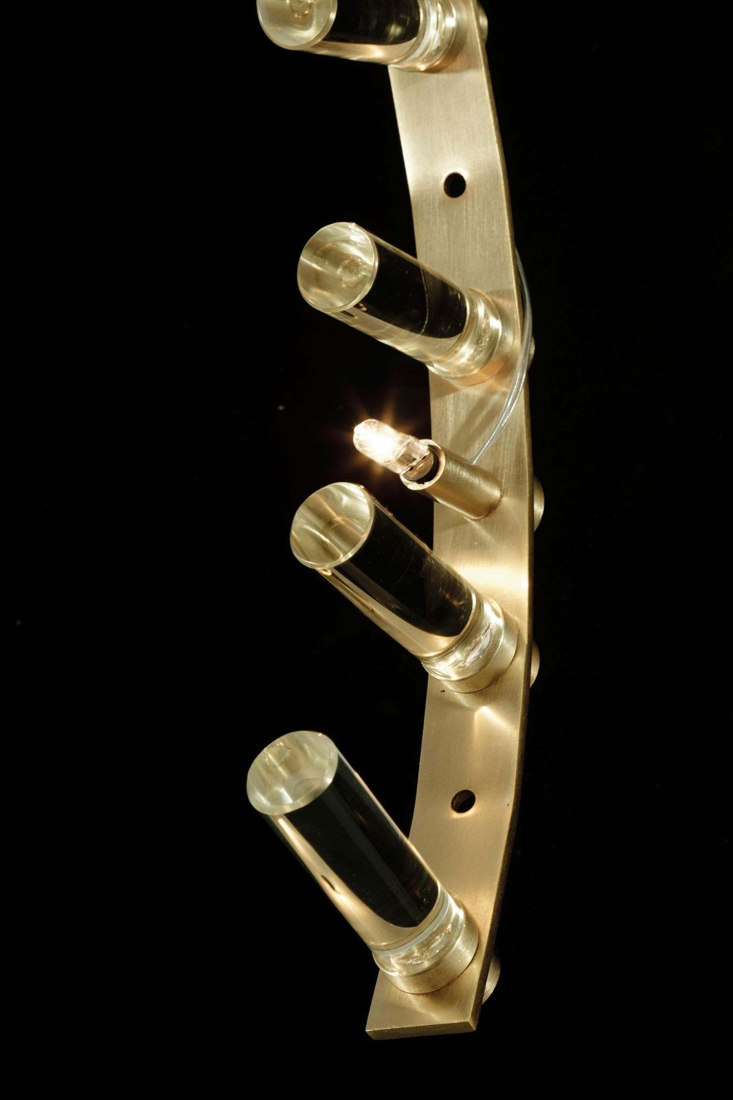 Set Of Six Gold Plated Brass And Murano Glass Wall Lights By Baroncelli Flexus Fosco, Italy photo Lighting