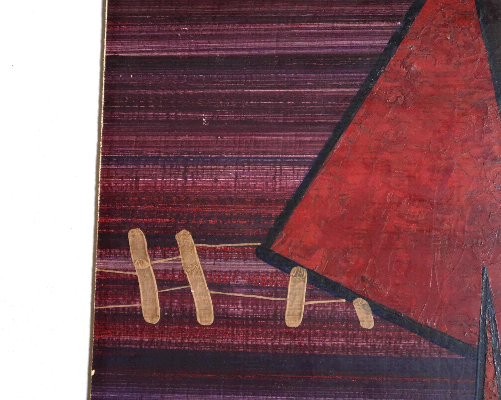 German Signed Abstract Painting, Modern School, 1930s / 1950s Mid Century Modern, Purple Pink Red, Vintage Home Decor photo furniture