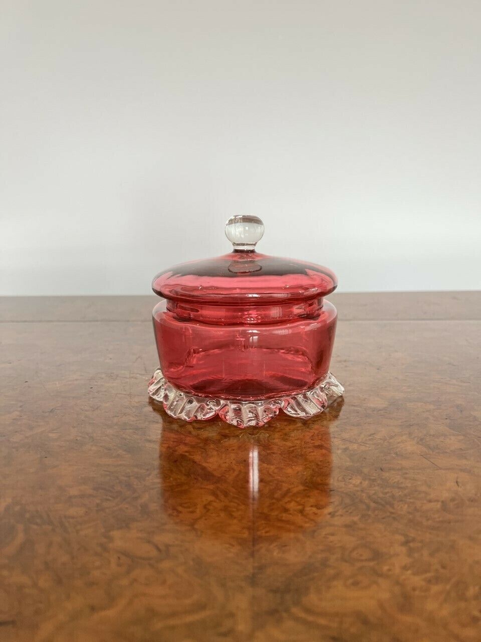 Victorian Quality Cranberry Glass Lidded Bowl